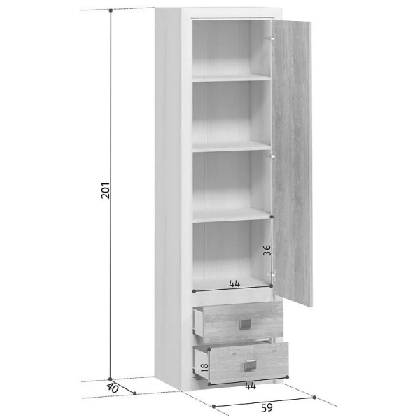 Пенал Коен МДФ REG1D2S Венге магія/штрокс темний Гербор (Gerbor) Україна